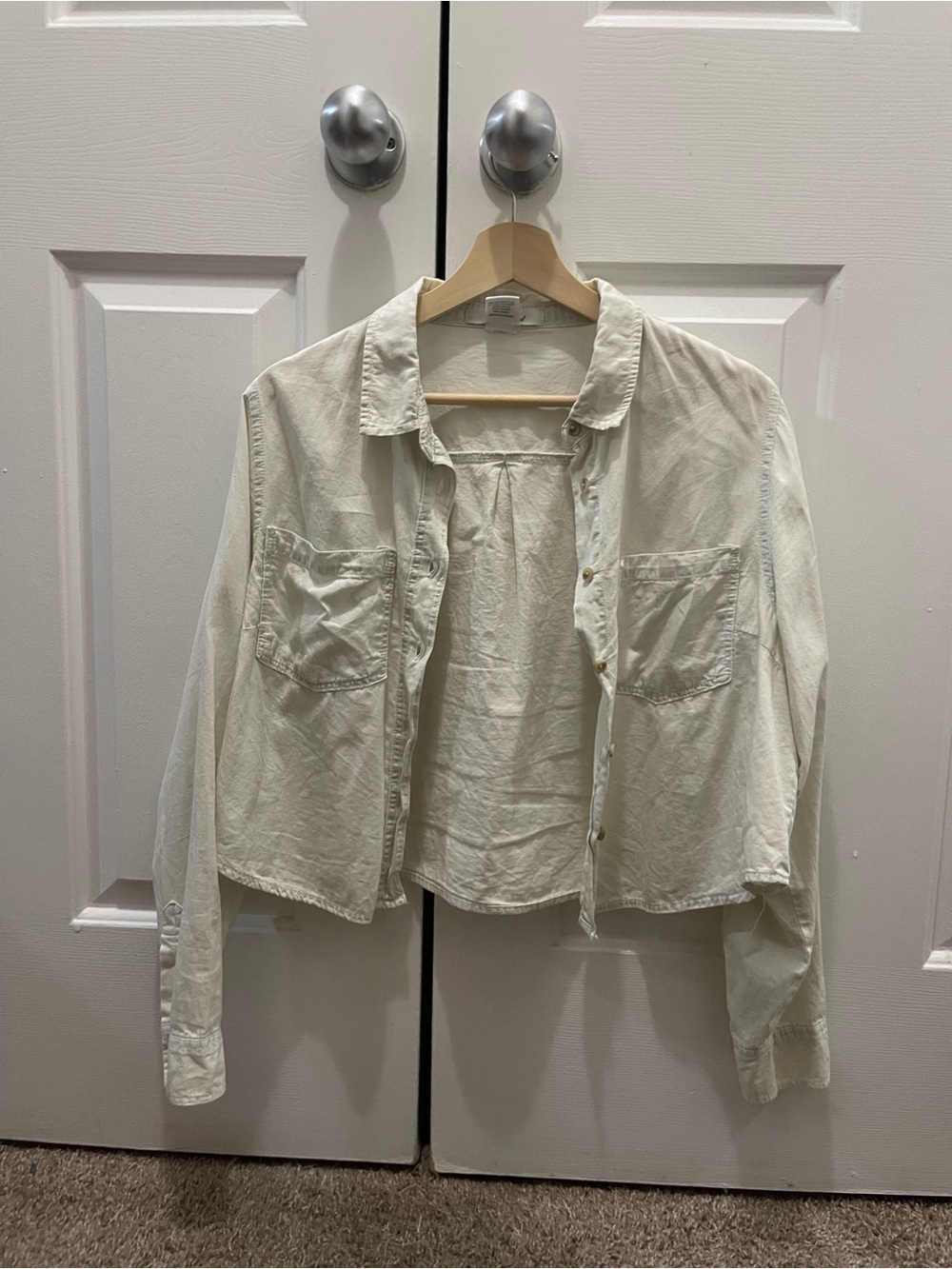 Light Cream Button-Up Shirt Jacket
